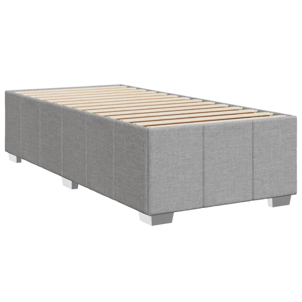 Produktbild för Ramsäng med madrass ljusgrå 90x190 cm tyg