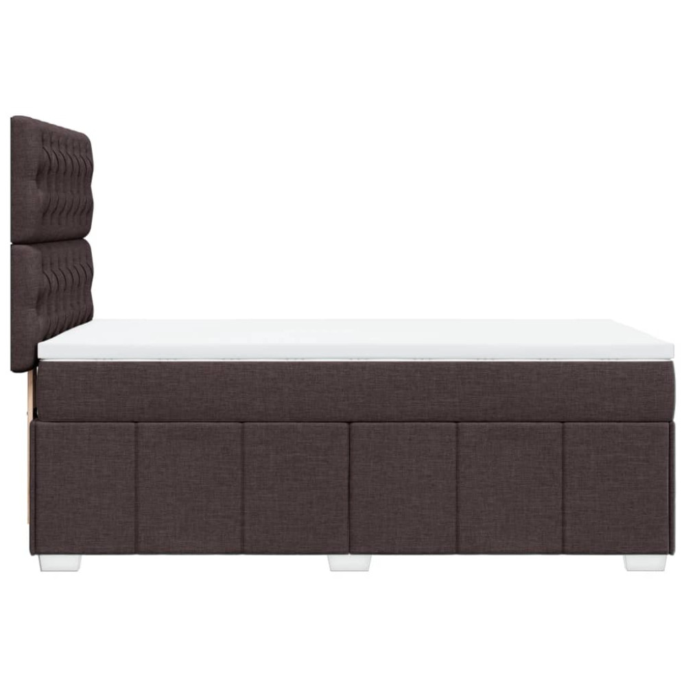 Produktbild för Ramsäng med madrass mörkbrun 100x200 cm tyg