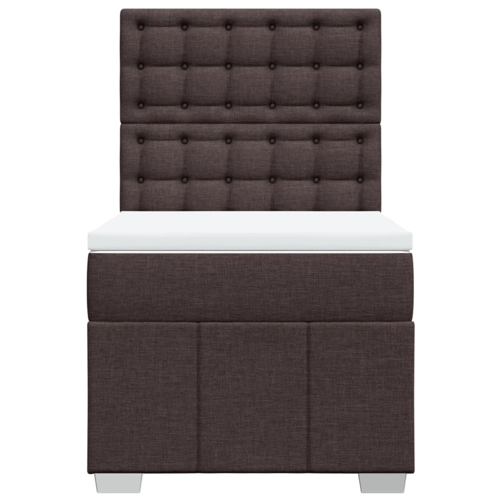 Produktbild för Ramsäng med madrass mörkbrun 100x200 cm tyg
