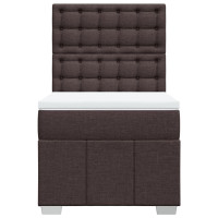 Produktbild för Ramsäng med madrass mörkbrun 100x200 cm tyg