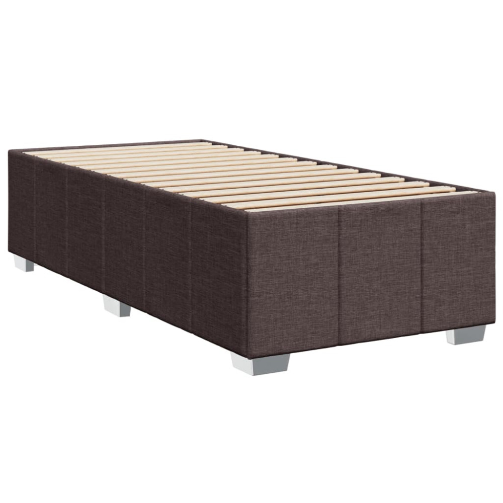 Produktbild för Ramsäng med madrass mörkbrun 100x200 cm tyg
