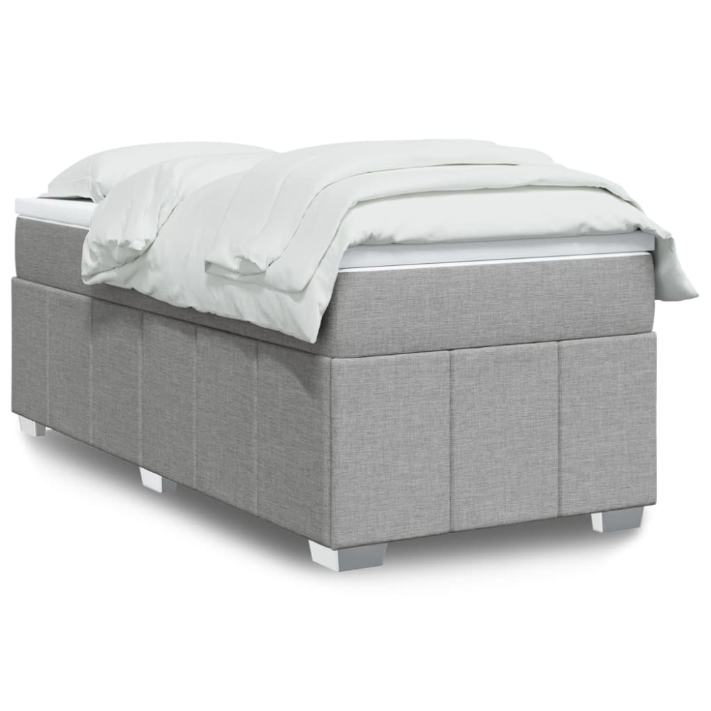 Produktbild för Ramsäng med madrass ljusgrå 90x190 cm tyg