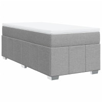 Produktbild för Ramsäng med madrass ljusgrå 90x190 cm tyg