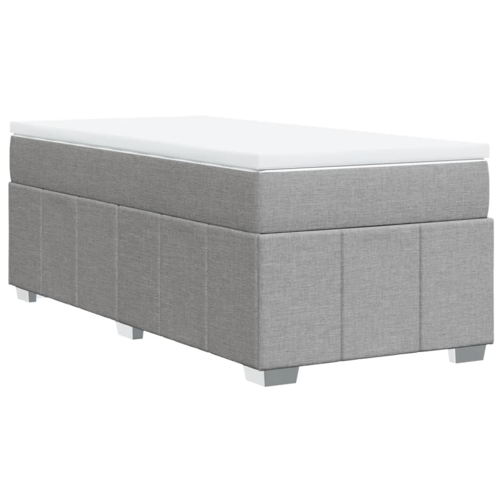Produktbild för Ramsäng med madrass ljusgrå 90x190 cm tyg