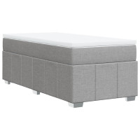 Produktbild för Ramsäng med madrass ljusgrå 90x190 cm tyg