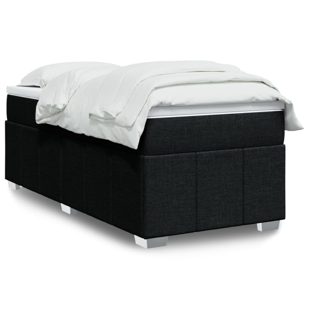 Produktbild för Ramsäng med madrass svart 90x190 cm tyg