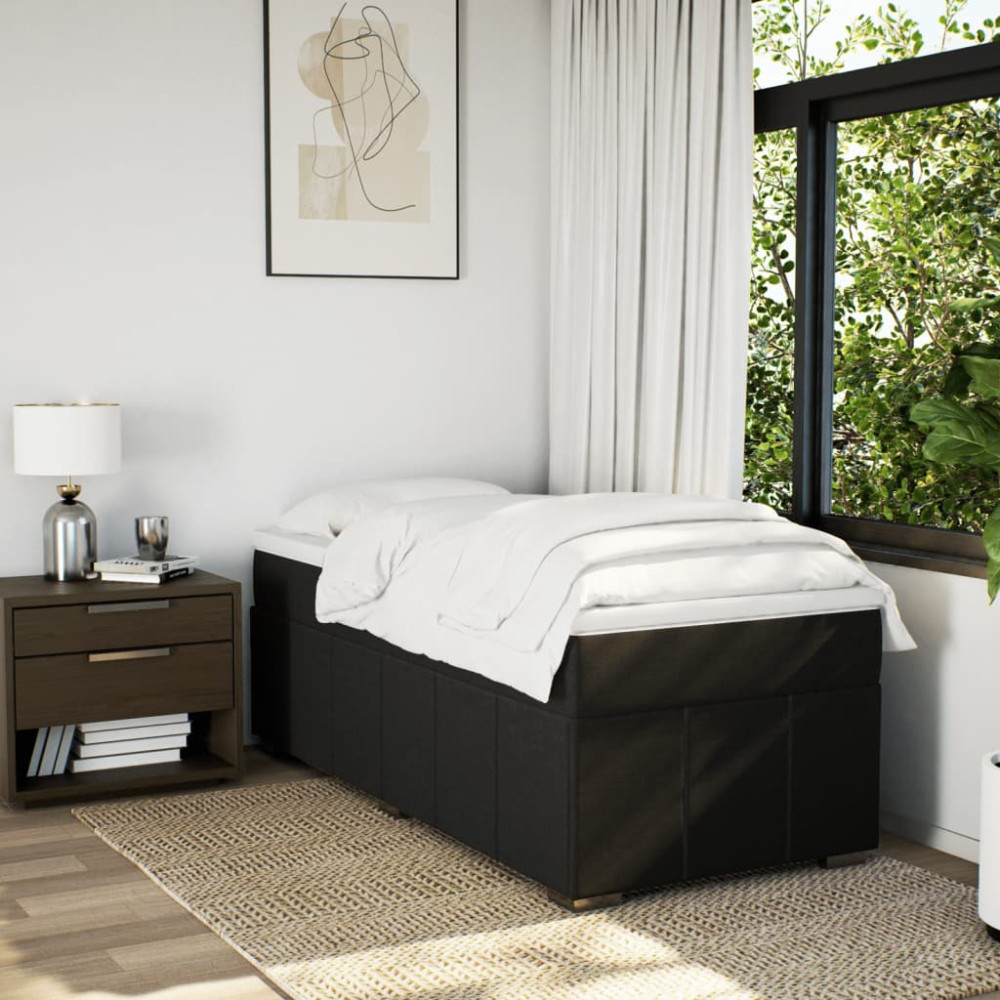 Produktbild för Ramsäng med madrass svart 90x190 cm tyg