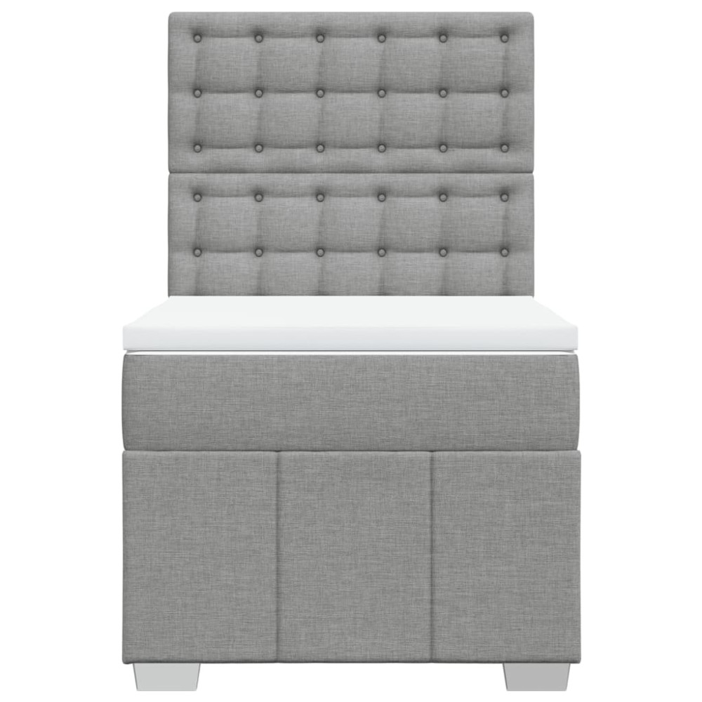 Produktbild för Ramsäng med madrass ljusgrå 90x190 cm tyg