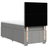 Produktbild för Ramsäng med madrass ljusgrå 90x190 cm tyg