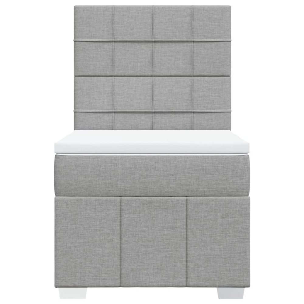 Produktbild för Ramsäng med madrass ljusgrå 90x190 cm tyg