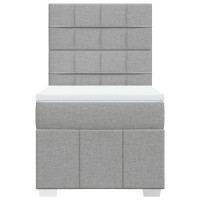 Produktbild för Ramsäng med madrass ljusgrå 90x190 cm tyg