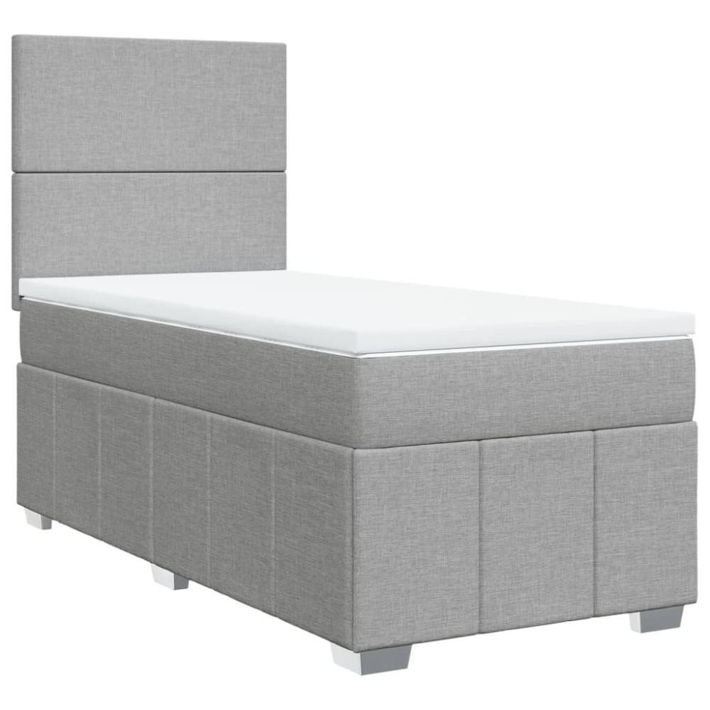 Produktbild för Ramsäng med madrass ljusgrå 90x190 cm tyg