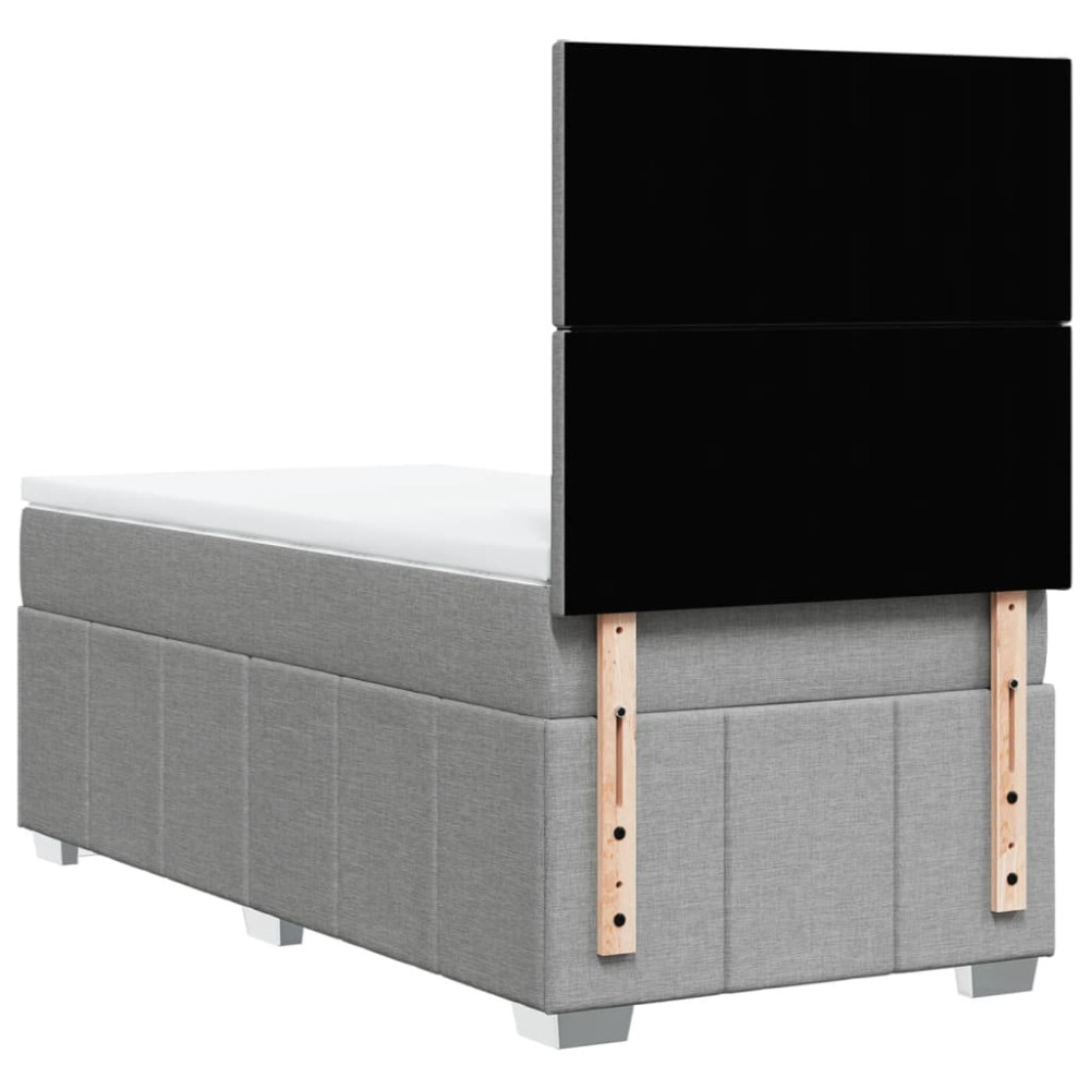 Produktbild för Ramsäng med madrass ljusgrå 90x190 cm tyg
