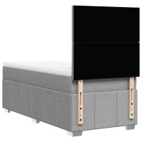 Produktbild för Ramsäng med madrass ljusgrå 90x190 cm tyg