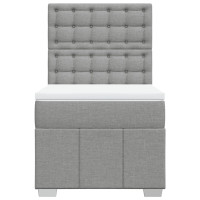 Produktbild för Ramsäng med madrass ljusgrå 90x190 cm tyg