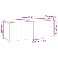 Produktbild för Väggmonterad tv-bänk 2 st gammalt trä 60x30x41 cm