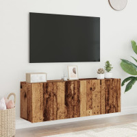 Produktbild för Väggmonterad tv-bänk 2 st gammalt trä 60x30x41 cm