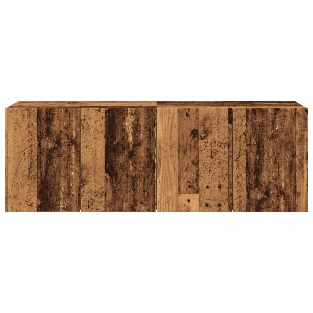 Produktbild för Väggmonterad tv-bänk 2 st gammalt trä 60x30x41 cm