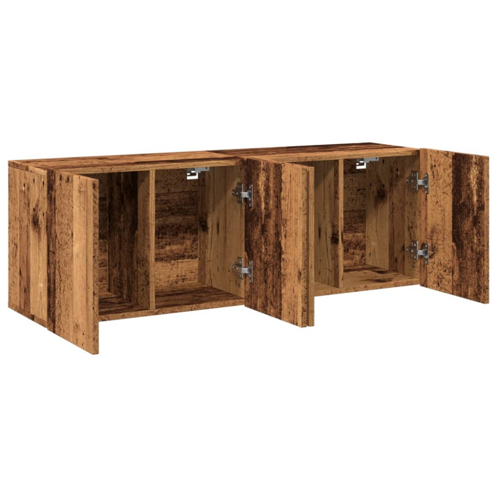 Produktbild för Väggmonterad tv-bänk 2 st gammalt trä 60x30x41 cm