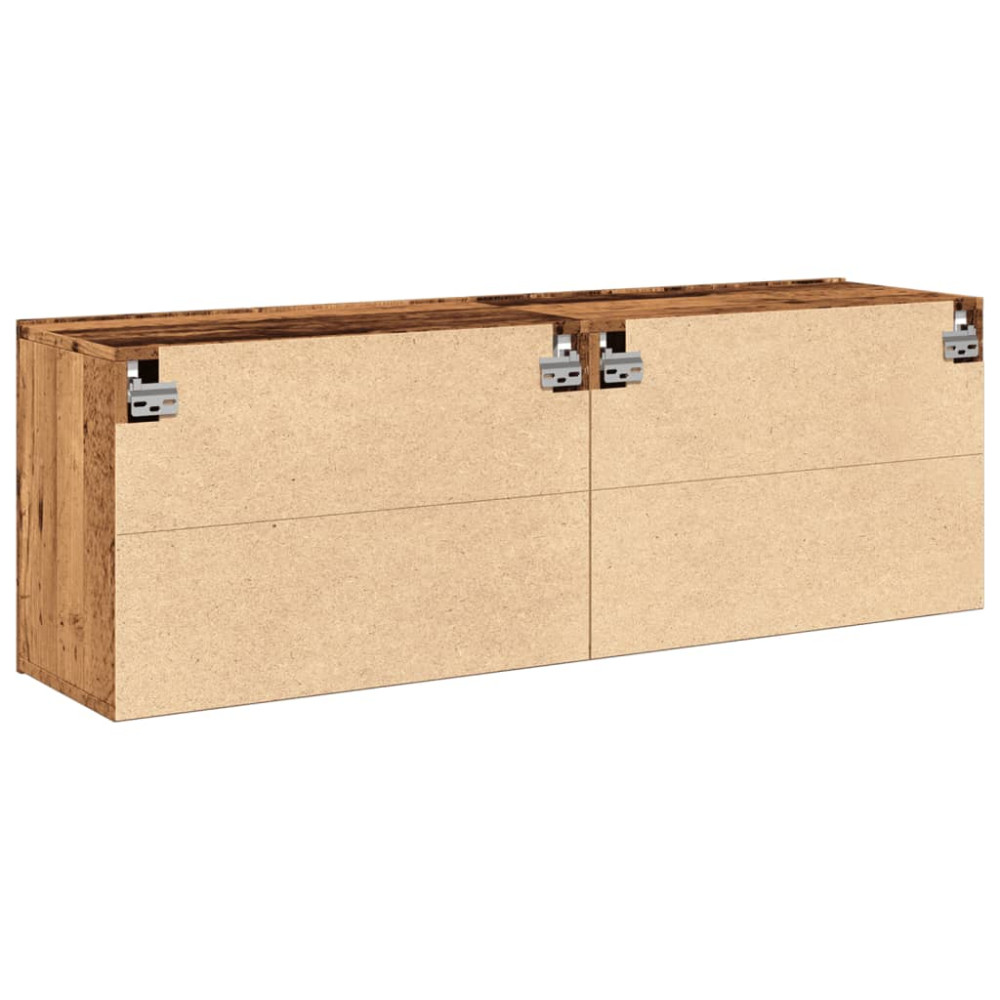Produktbild för Väggmonterad tv-bänk 2 st gammalt trä 60x30x41 cm
