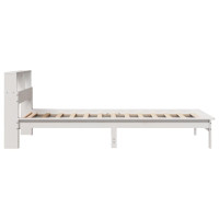 Produktbild för Säng med bokhylla utan madrass vit 90x200cm massiv furu