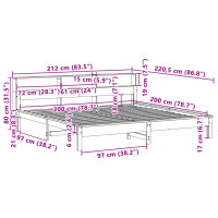 Produktbild för Sängram utan madrass vaxbrun 200x200 cm massiv furu
