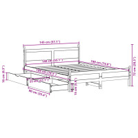 Produktbild för Sängram utan madrass vaxbrun 140x190 cm massiv furu