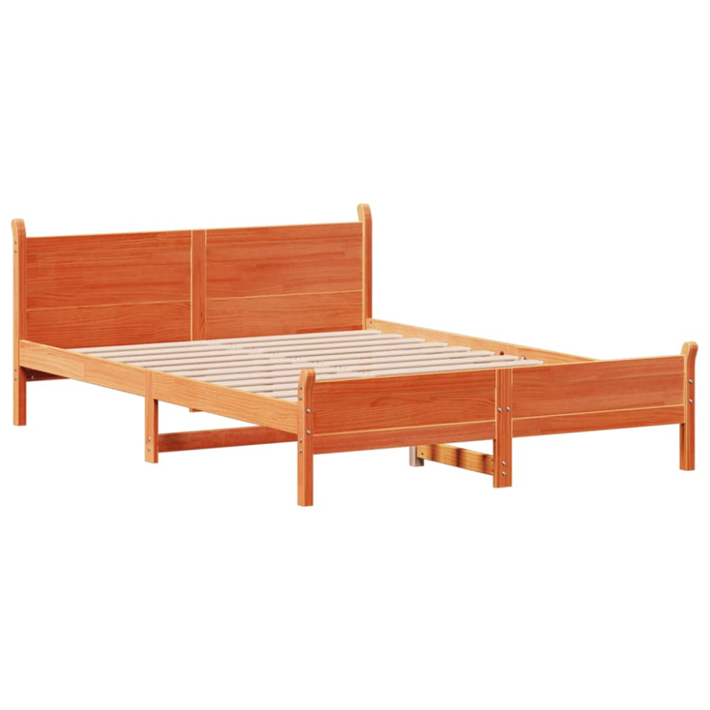 Produktbild för Sängram utan madrass vaxbrun 140x190 cm massiv furu