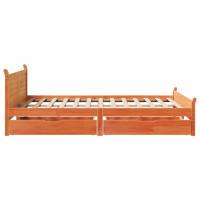 Produktbild för Sängram utan madrass vaxbrun 140x190 cm massiv furu