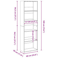 Produktbild för Bokhylla sonoma-ek 60x30x189 cm konstruerat trä