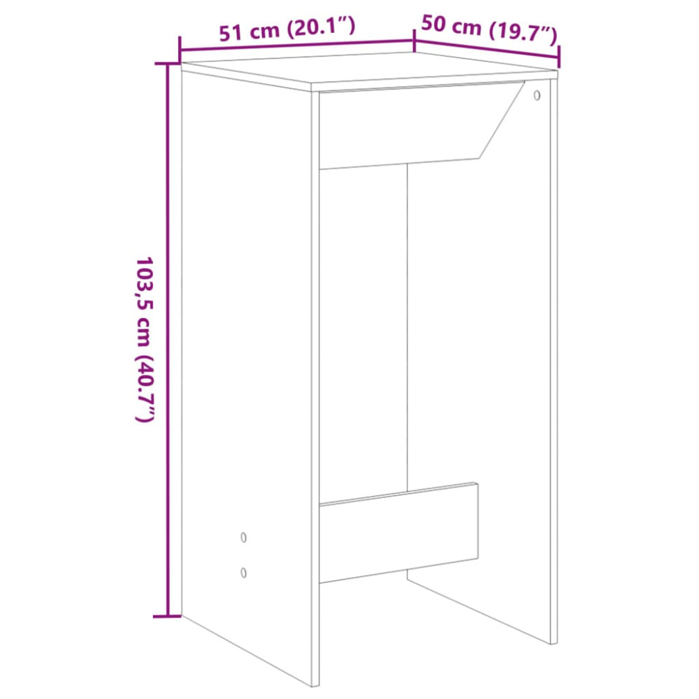 Produktbild för Barbord grå sonoma-ek 51x50x103,5 cm konstruerat trä