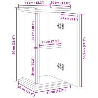 Produktbild för Piedestal med förvaring rökfärgad ek 31x30x60cm konstruerat trä