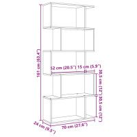 Produktbild för Bokhylla/Rumsavdelare 5 hyllplan 70x24x161 cm konstruerat trä