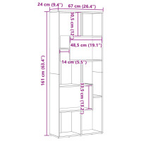 Produktbild för Bokhylla hantverksmässig ek 67x24x161 cm konstruerat trä