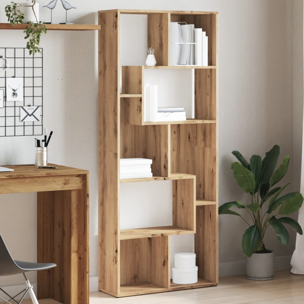 Produktbild för Bokhylla hantverksmässig ek 67x24x161 cm konstruerat trä