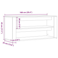 Produktbild för Skobänk åldrat trä 100x35x45 cm konstruerat trä