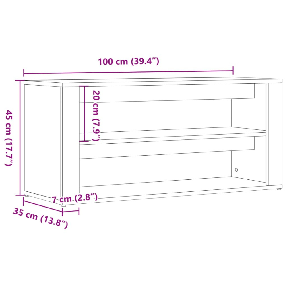 Produktbild för Skobänk artisan ek 100x35x45 cm konstruerat trä