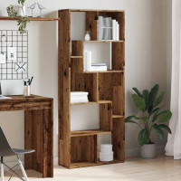 Produktbild för Bokhylla åldrat trä 67x24x161 cm konstruerat trä