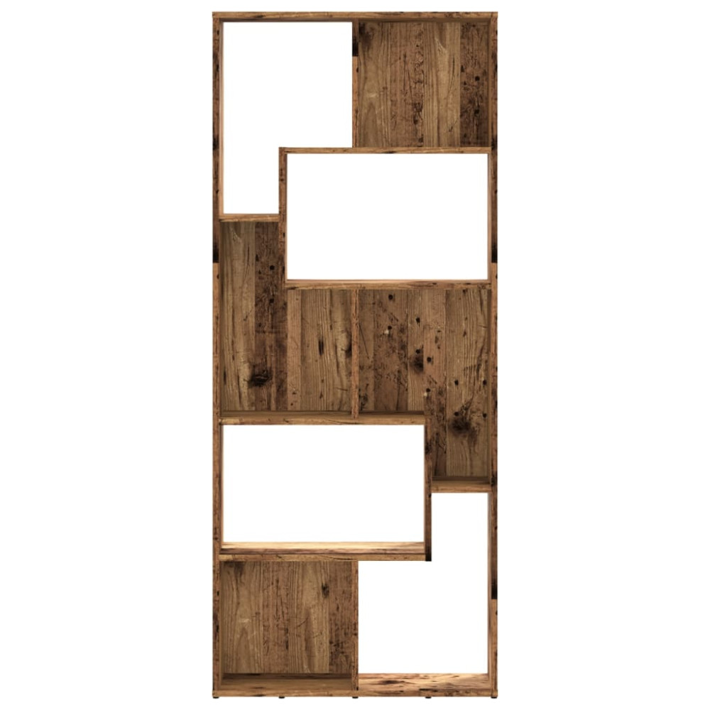 Produktbild för Bokhylla åldrat trä 67x24x161 cm konstruerat trä