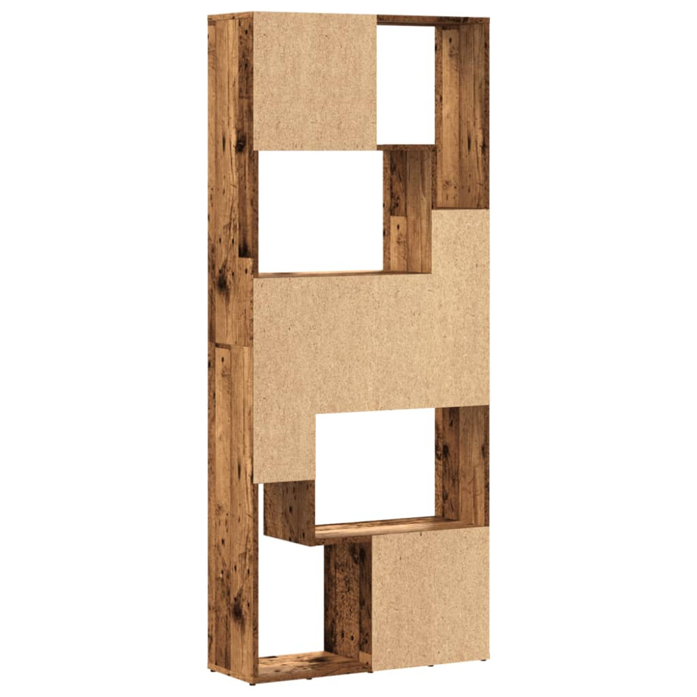 Produktbild för Bokhylla åldrat trä 67x24x161 cm konstruerat trä