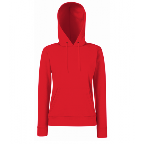 Fruit of the Loom Ladies Lightweight Hooded Sweat Red