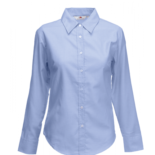 Fruit of the Loom Ladies Long Sleeve Oxford Shirt Oxford Blue