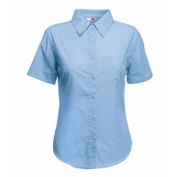 Fruit of the Loom Ladies Short Sleeve Poplin Shirt Mid Blue
