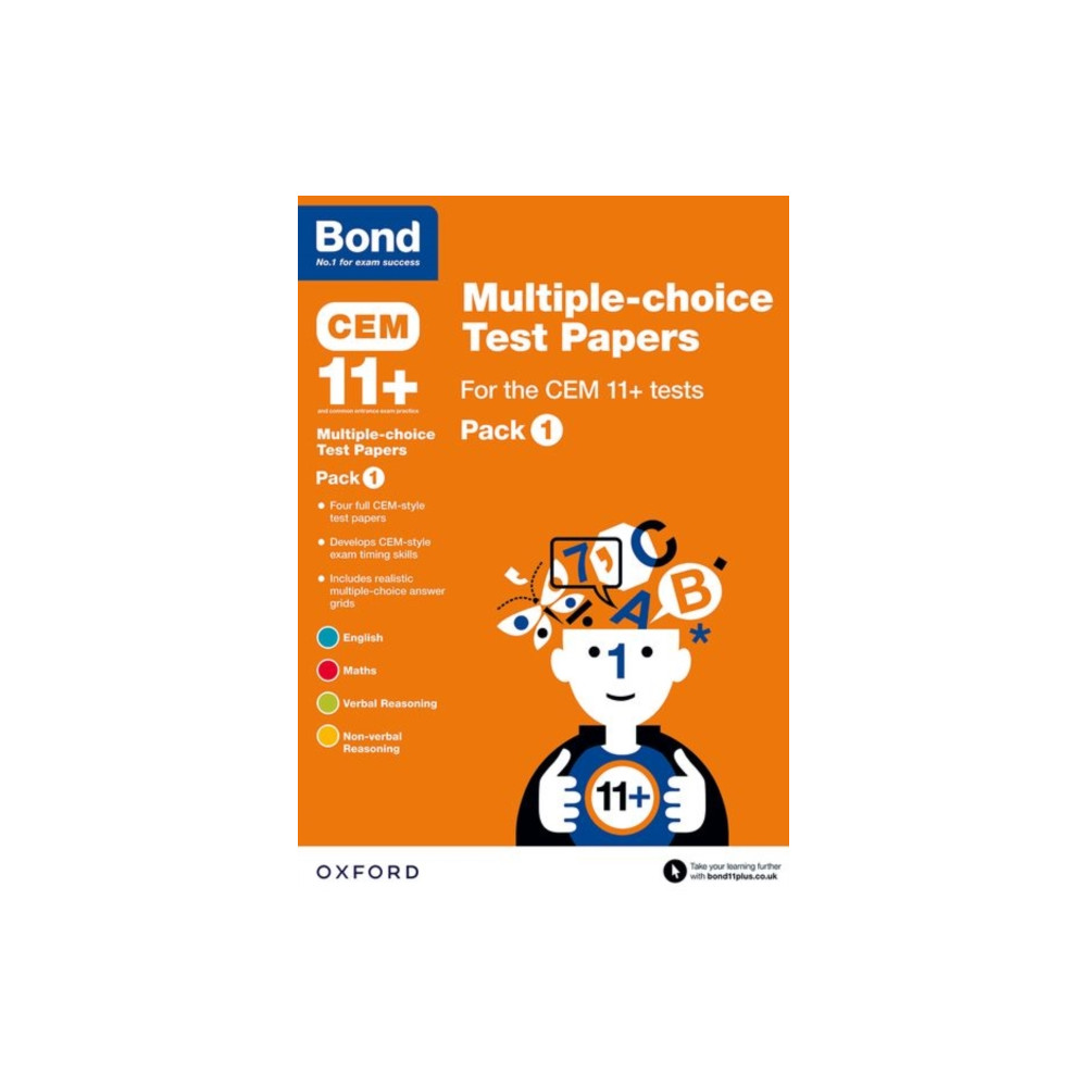 Produktbild för Bond 11+ Multiple-choice Test Papers for the CEM 11+ Tests Pack 1: Ready for the 2025 Cambridge Select Insight exam (häftad, eng)