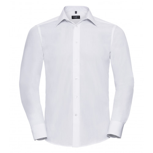 Russell Men´s LS Polycotton Easy Care Tailored Poplin Shir White