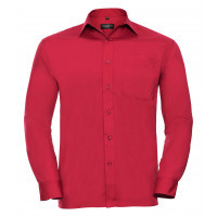 Russell Men´s Long Sleeve Polycotton Easy Care Poplin Shirt Classic Red