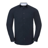 Russell Men´s LS Tailored Contrast Ulitmate Strech Shirt Bright Navy/Oxford Blue/White