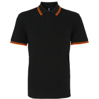 Asquith Mens Classic Fit Tipped Polo Black/Orange
