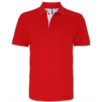 Asquith Mens Classic Fit Contrast Polo Classic Red/White