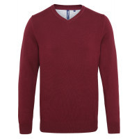 Asquith Mens Cotton Blend V-neck Sweater Burgundy